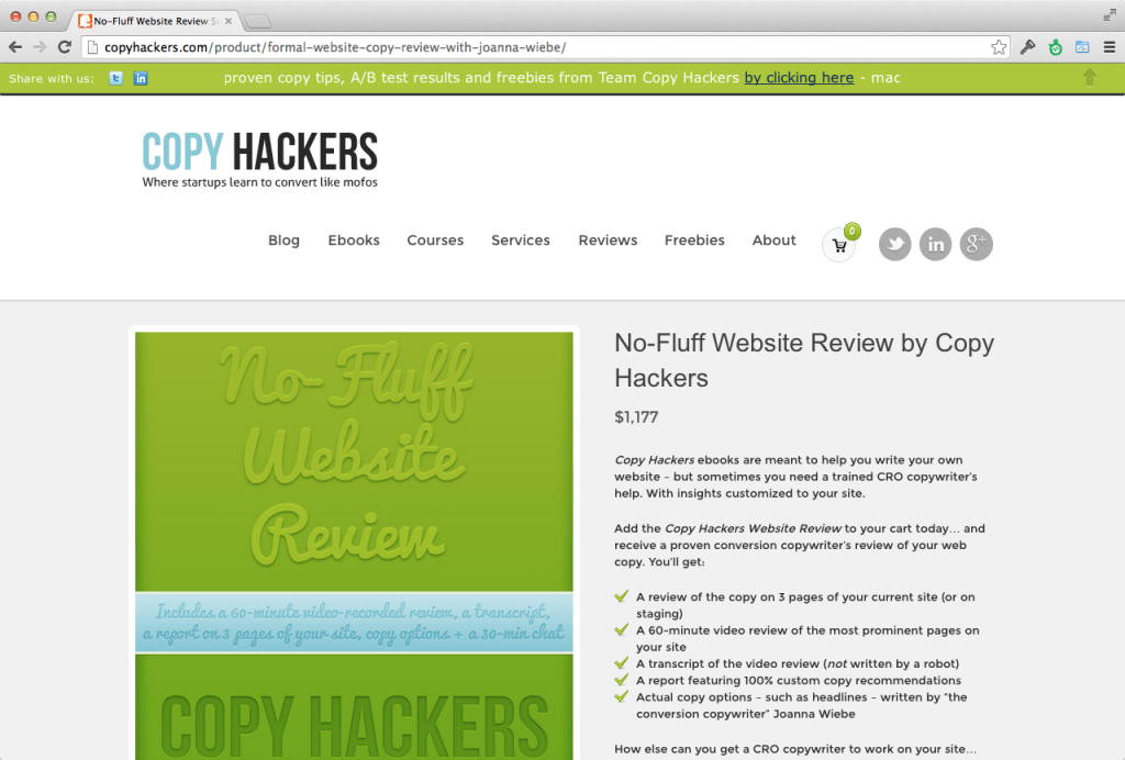 Copyhackers Website Review